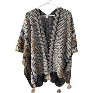 Michael Stars Sweater Poncho Blanket Wrap With Tassels One Size, Pre-Owned EUC